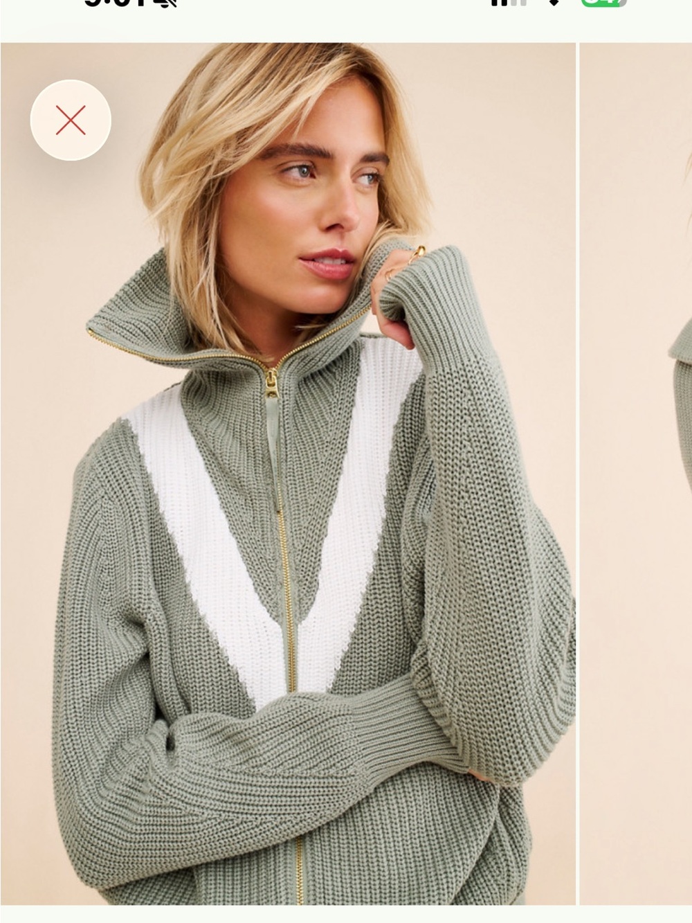 Varley Ada Knit Zip-Through Jacket (sage Green)